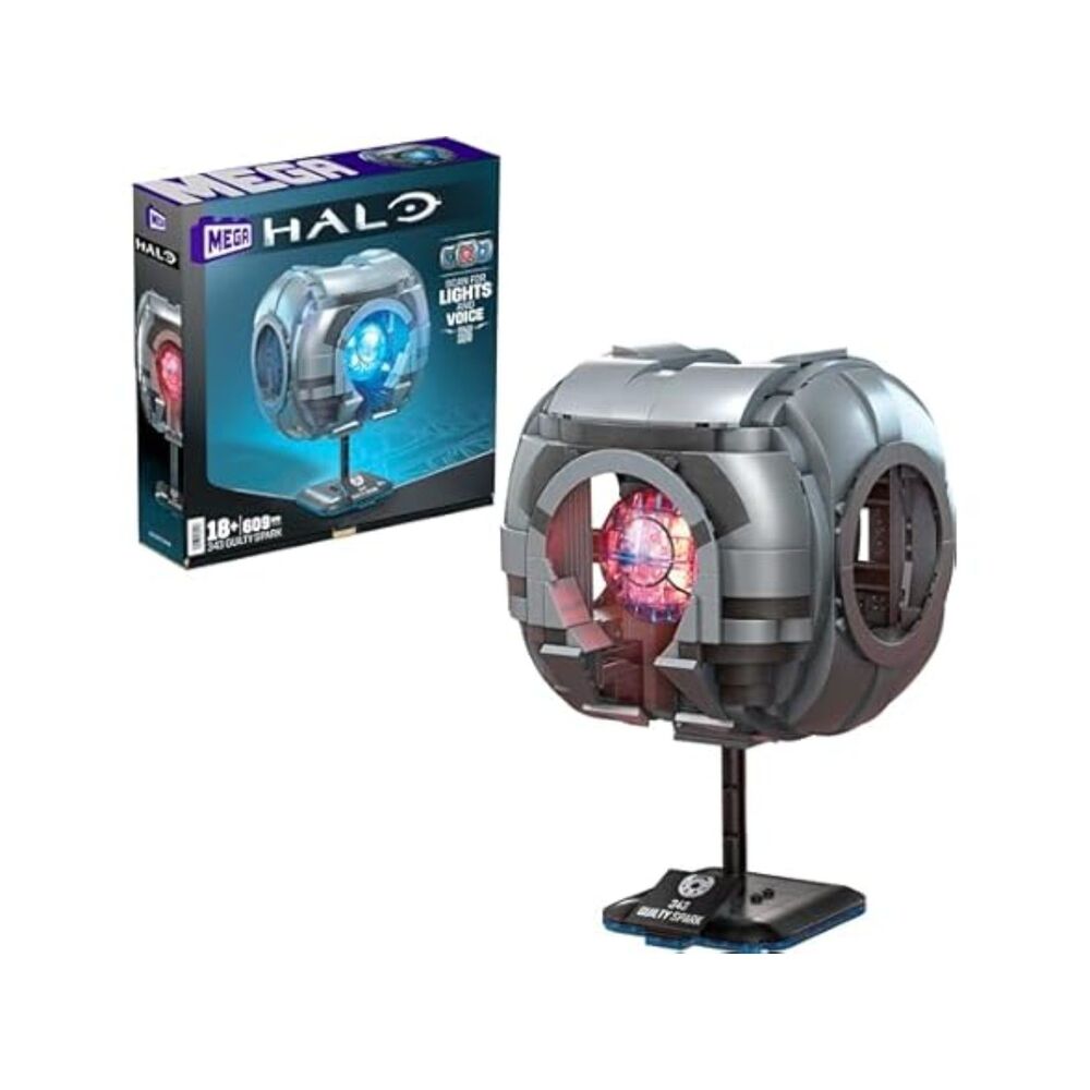 MEGA Halo Model Replica Building Toy, 343 Guilty Spark with 609 Pieces, Lights &